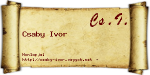 Csaby Ivor névjegykártya